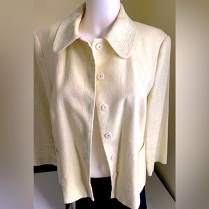 Zara Yellowish Light lime green cotton blend summer blazer 3/4 sleeves US 12